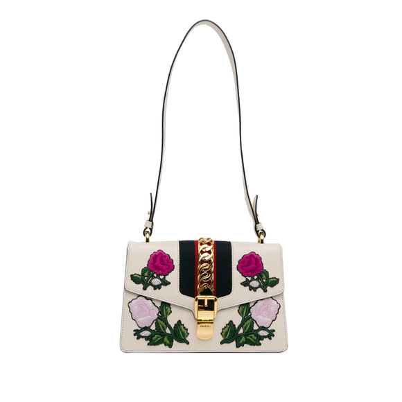 Pre-Loved Gucci Small Floral Embroidered Sylvie Crossbody Bag - Picture 1 of 9